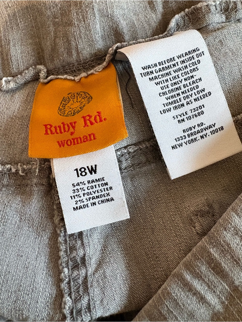 Ruby Rd. Grey Cropped Pull-On Stretch Jeans - Picture 7 of 7